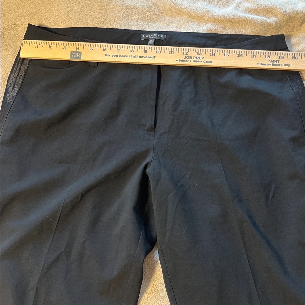 Eileen Fisher Stretch Wool Formal Pants Tuxedo Stripe Straight Leg Black 1X - Picture 5 of 9